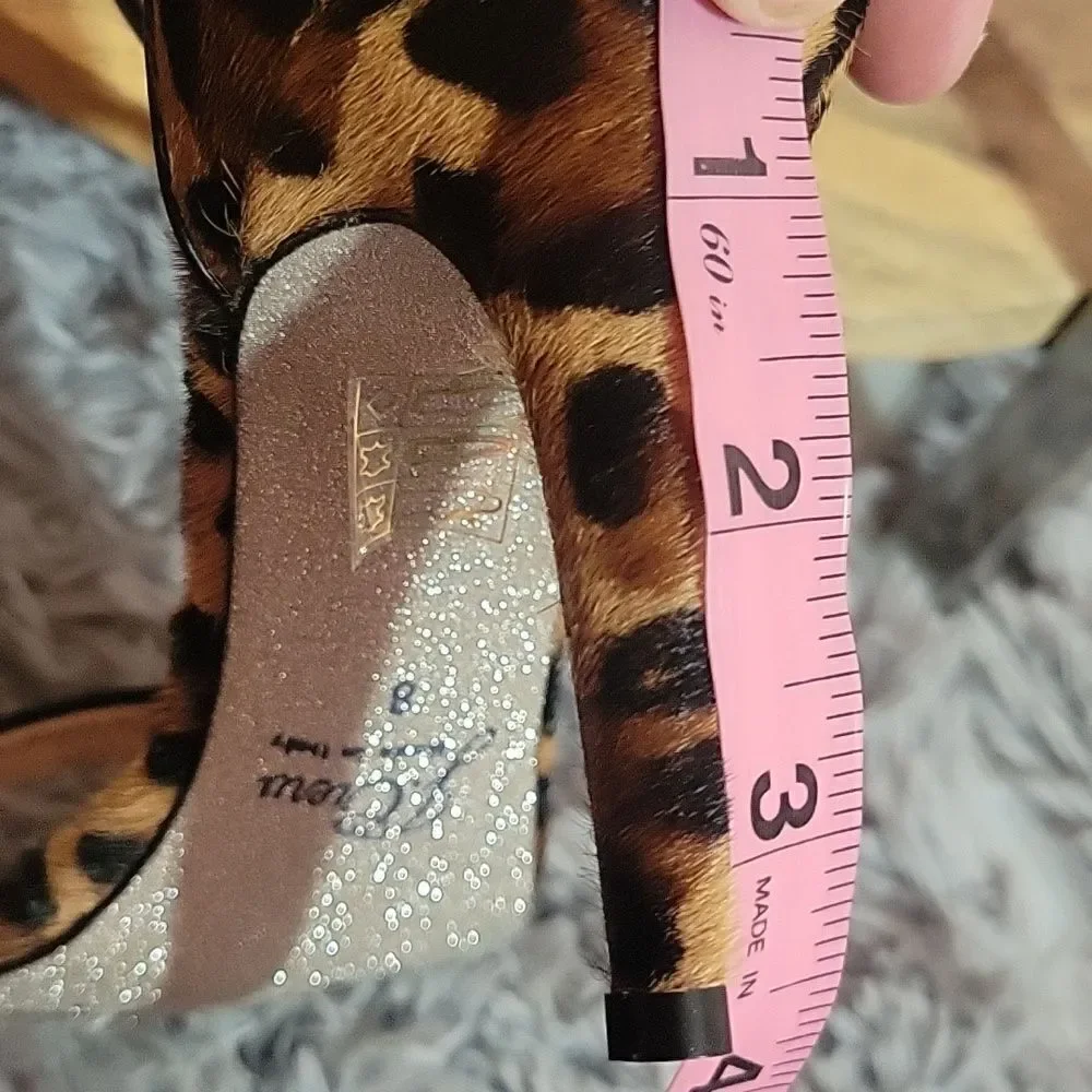 New J.CREW Leopard Print Heels Sparkly Bottom